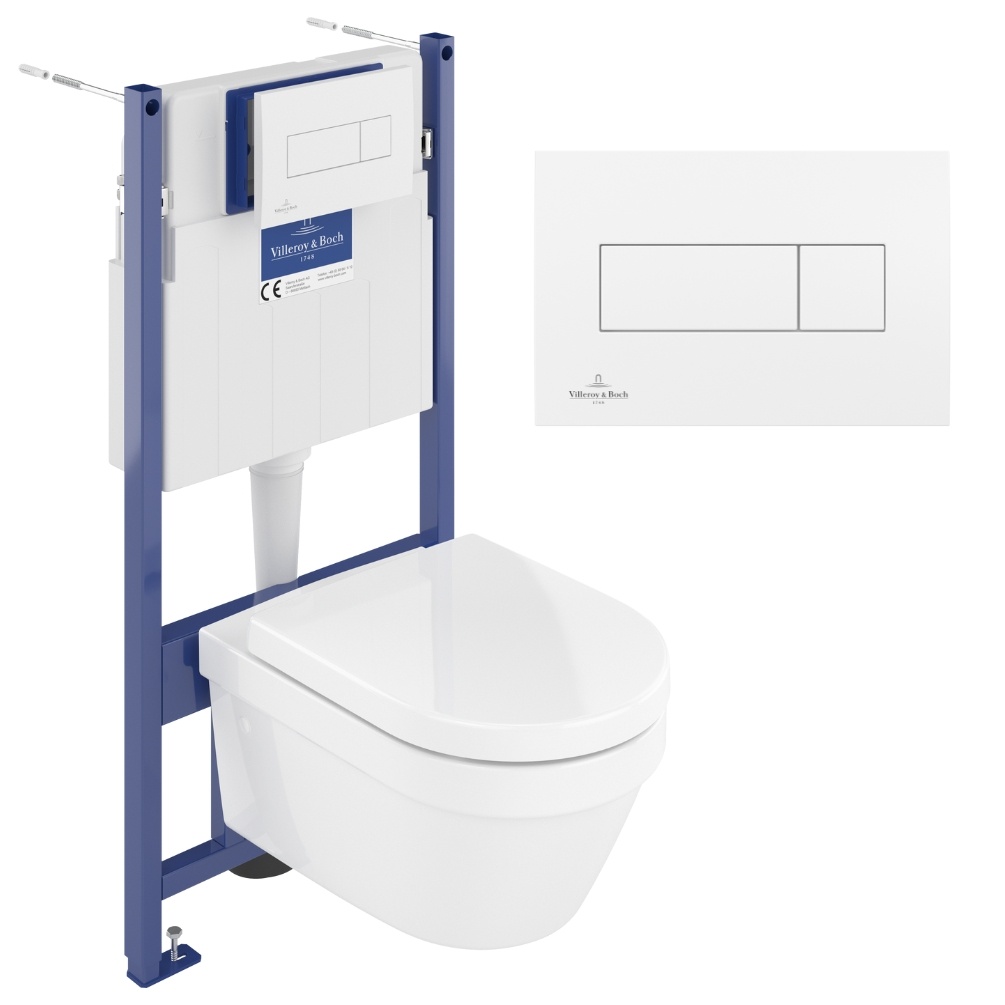 Product cut out photo of Villeroy & Boch Architectura Wall Hung WC & ViConnect Pro S 1.12m Toilet Frame in White 4694R001 98M9C101 92122868